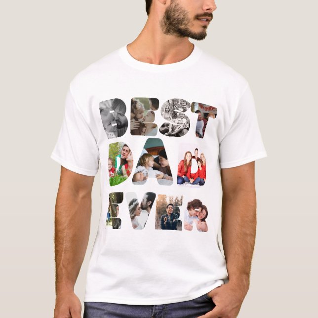 Personlig modern 11-foto Bästa pappa någonsin T Shirt (Framsida)