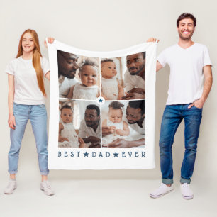 Personlig modern 4-foto 'Bästa pappa någonsin' Fleecefilt
