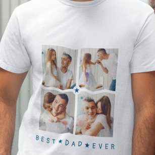 Personlig Modern 4-foto "Bästa Pappa någonsin" T Shirt