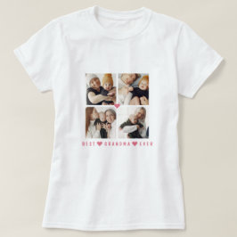 Personlig Modern 4-foto "Best Grandma Now" T Shirt