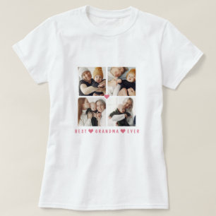 Personlig Modern 4-foto "Best Grandma Now" T Shirt