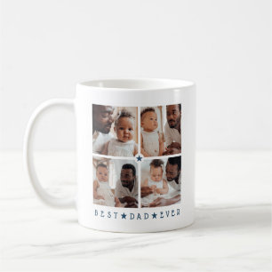Personlig modern 4-fotografi 'Bästa pappa någonsin Kaffemugg