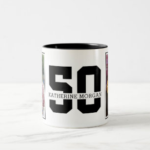 Personlig Modern 50:e födelsedagsfoto Två-Tonad Mugg