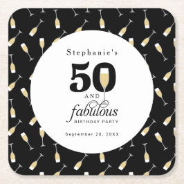Personlig Modern 50 och Fabulous Birthday Underlägg Papper Kvadrat