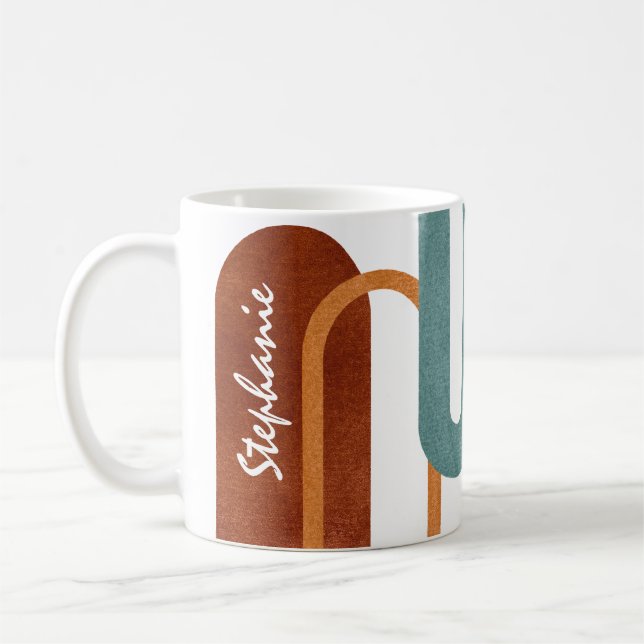 Personlig Modern Arches Terracotta Kaffemugg (Vänster)