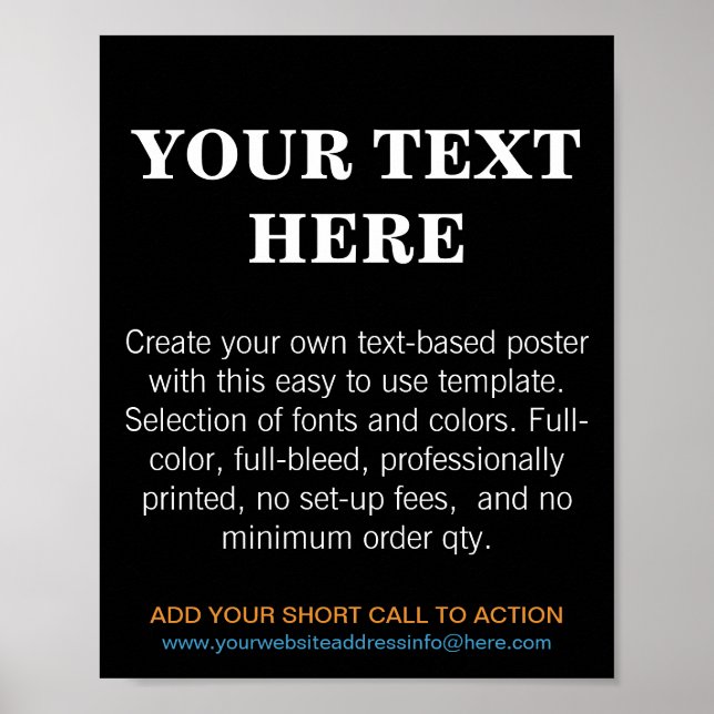 Personlig Modern Author Text Black Poster (Framsidan)