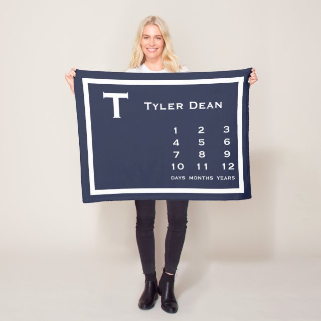 Personlig Modern Baby Milestone Photo Blanket Fleecefilt (På plats)