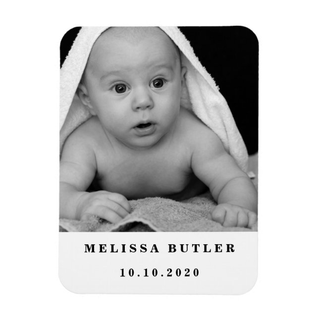Personlig Modern Baby Photo Magnet (Vertikal)