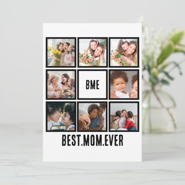 Personlig Modern Bästa Mamma någonsin, 8 fotokolla Julkort (Stående Fram)