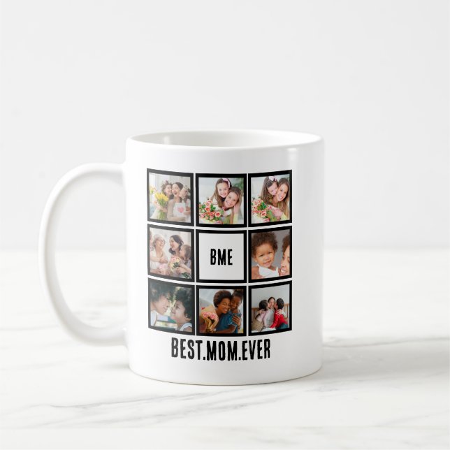 Personlig Modern Bästa Mamma någonsin, 8 fotokolla Kaffemugg (Vänster)