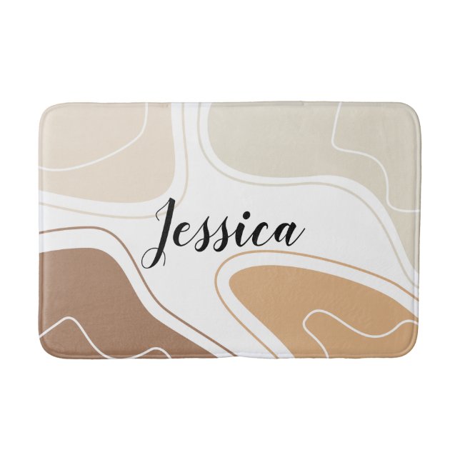Personlig Modern Beige Geometrisk Badrumsmatta (Framsidan)