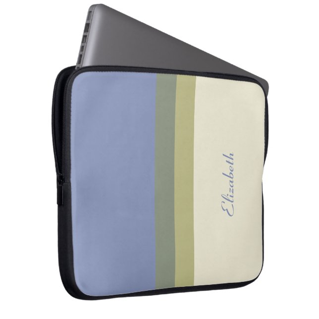 Personlig Modern Blå Grön Kräm Färgblock Laptop Fodral (Framsidan Höger)