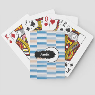 Personlig Modern blå persikofärgad kantfärgad  Casinokort