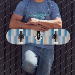 Personlig Modern blå persikofärgad kantfärgad Mini Skateboard Bräda 18,5 Cm
