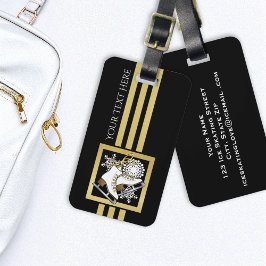Personlig Modern Black and Guld Ice Skating Bagagebricka