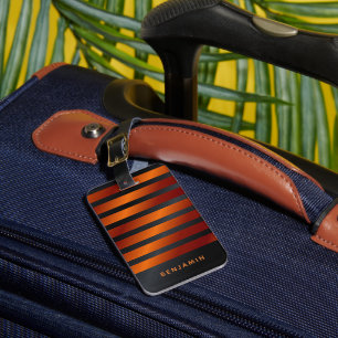 Personlig Modern Black and Orange Bagagebricka
