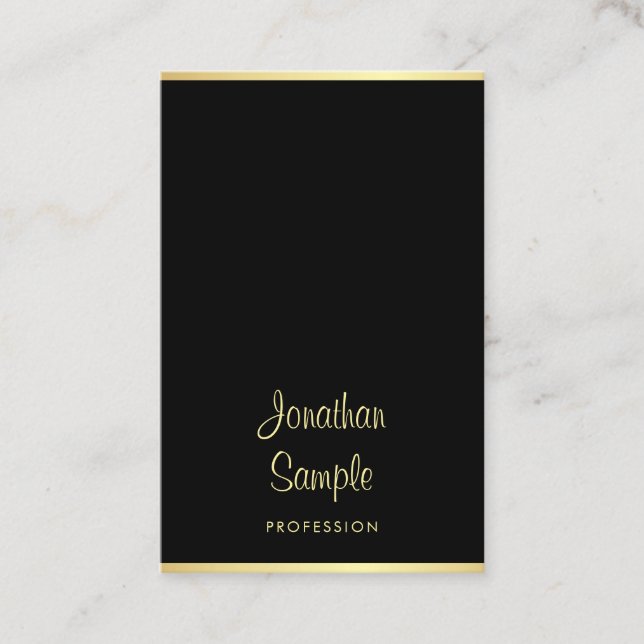 Personlig Modern Black Guld-Coola handskriven Visitkort (Framsida)