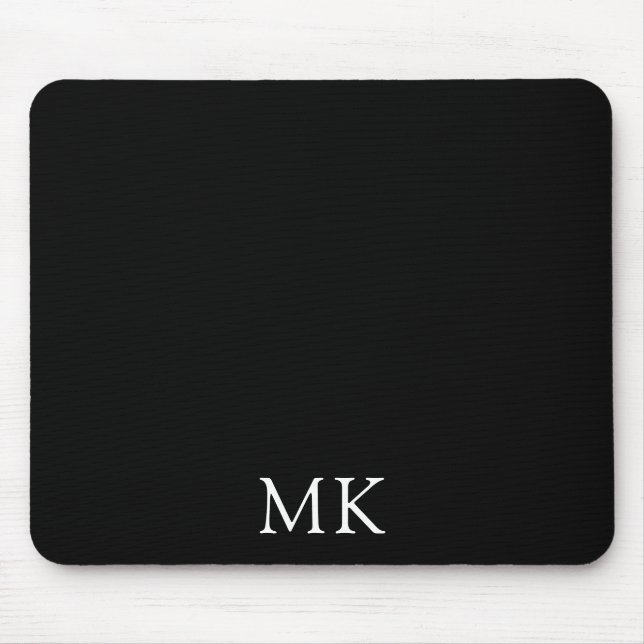 Personlig Modern Black Monogram Initialer Musmatta (Framsidan)