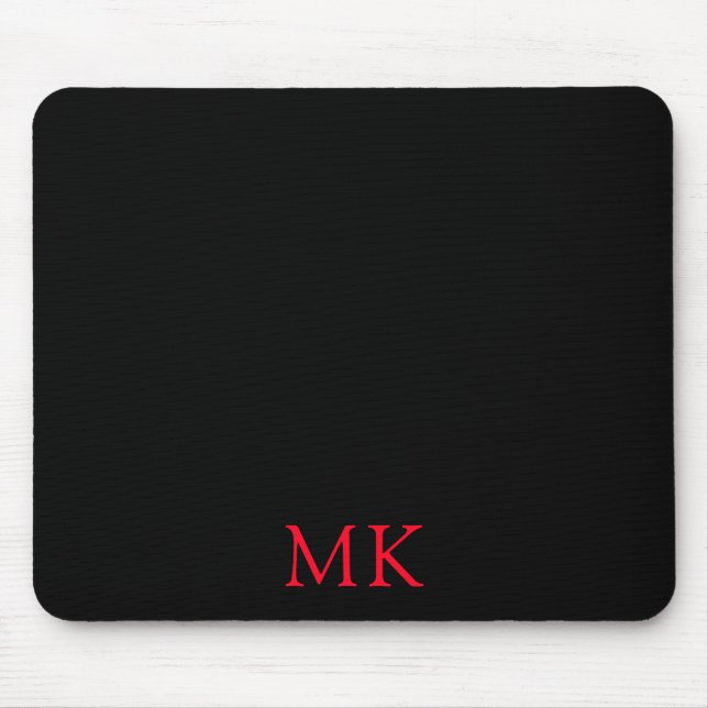 Personlig Modern Black Monogram Initialer Musmatta (Framsidan)