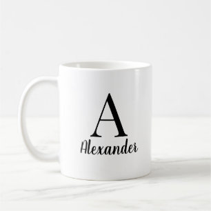 Personlig Modern Black Monogram Namn Kaffemugg