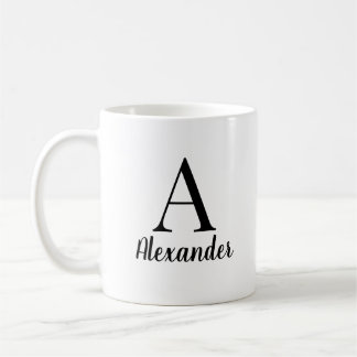 Personlig Modern Black Monogram Namn Kaffemugg