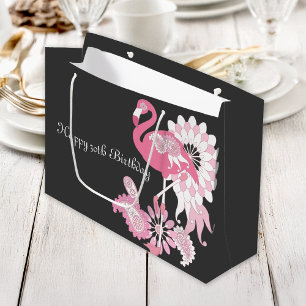 Personlig Modern Black Rosa Flamingo Birthday