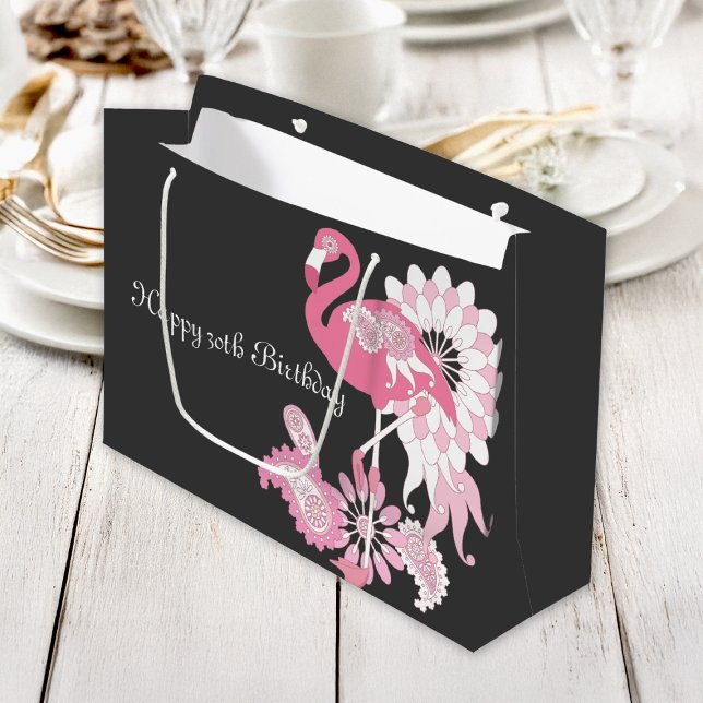 Personlig Modern Black Rosa Flamingo Birthday (Skapare uppladdad)