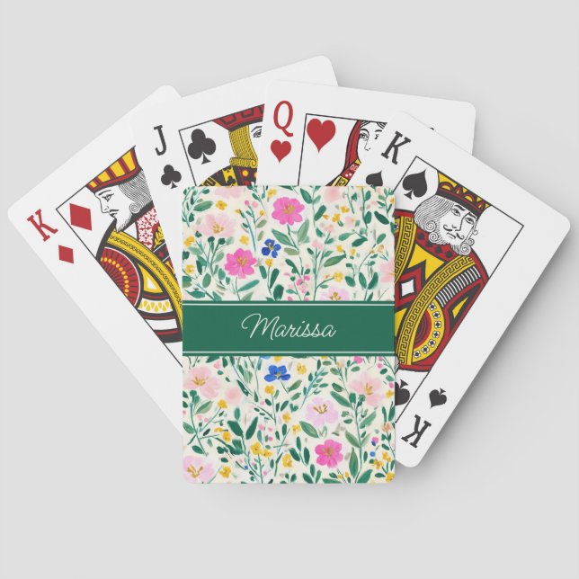 Personlig Modern Blomma Casinokort (Baksidan)