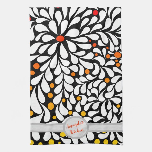 Personlig Modern blommor, varmt papper Kökshandduk (Vertikal)