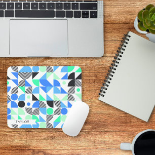 Personlig Modern Blue Mint Geometric Musmatta