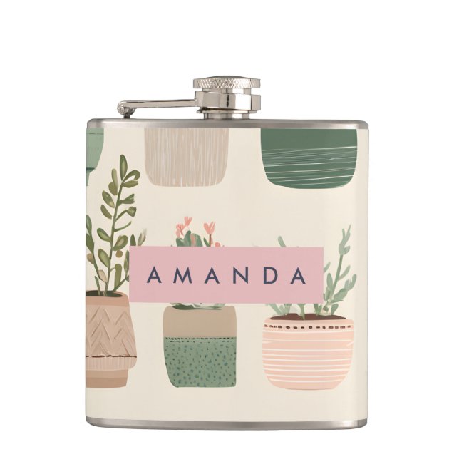 Personlig Modern Boho Krukväxt med Sukkulent Växt Fickplunta (Framsidan)