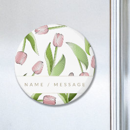 Personlig Modern Botanisk Rosa Tulpan Magnet