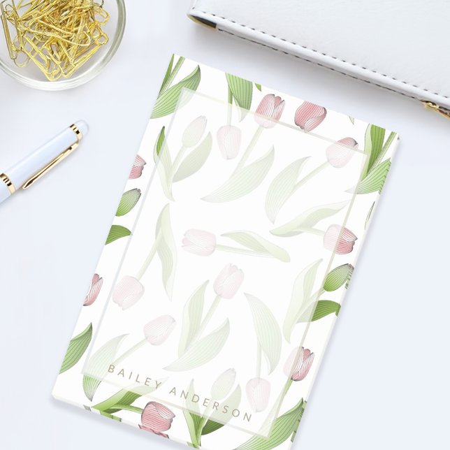 Personlig Modern Botanisk Rosa Tulpanblomma Post-it Block (Skapare uppladdad)