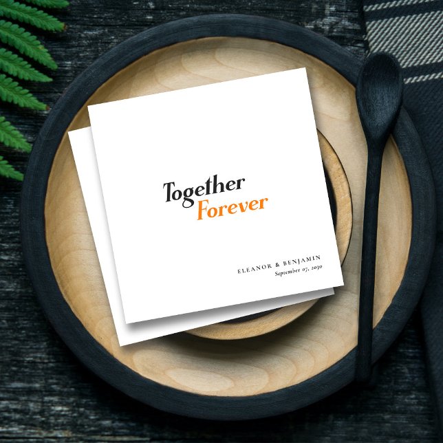 Personlig Modern Chic Bröllop Napkins Pappersservett (Personalized Modern Chic Wedding_ Together Forever Napkins)