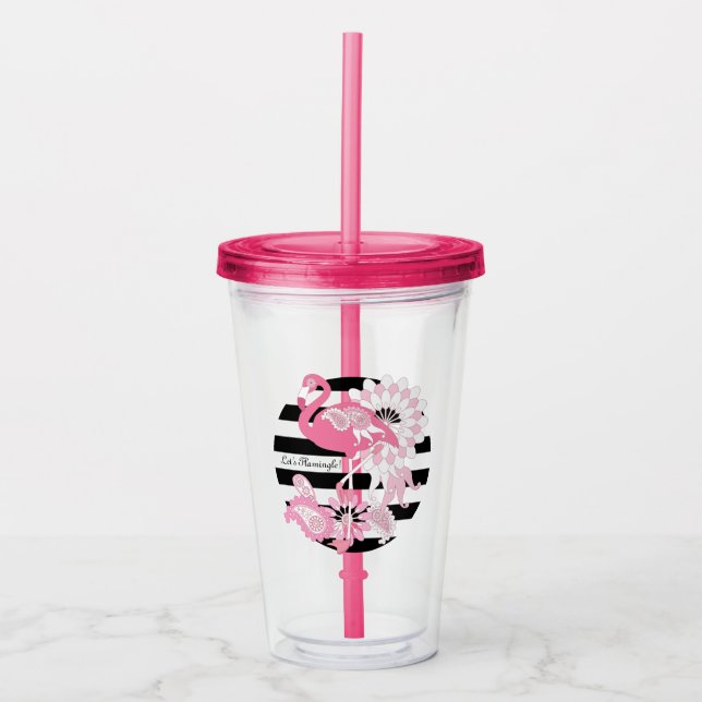 Personlig Modern Chic Tropisk Rosa Flamingo Take Away Mugg (Framsida)