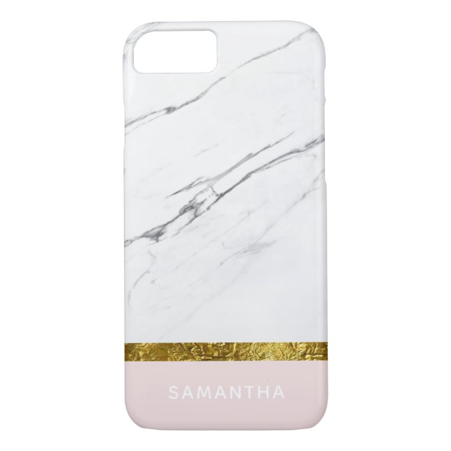 Personlig Modern chic, vit marble Guld Rosa Case-Mate iPhone Skal (Baksida)