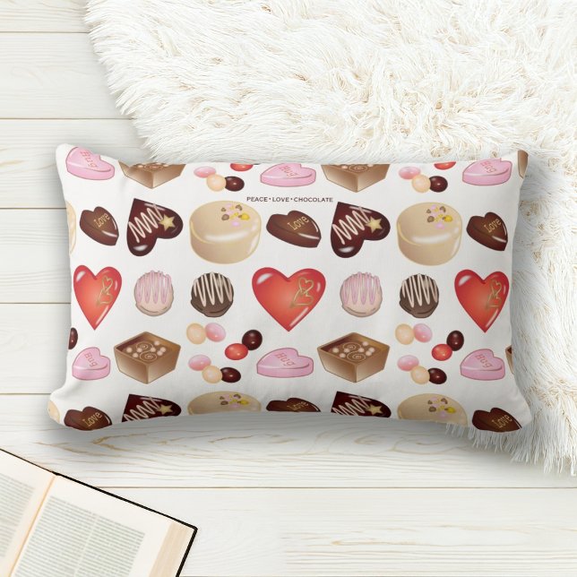 Personlig Modern Chocolate Candy Heart Lumbarkudde (Skapare uppladdad)