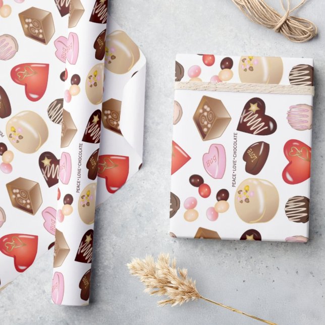 Personlig Modern Chocolate Candy Heart Presentpapper (Skapare uppladdad)