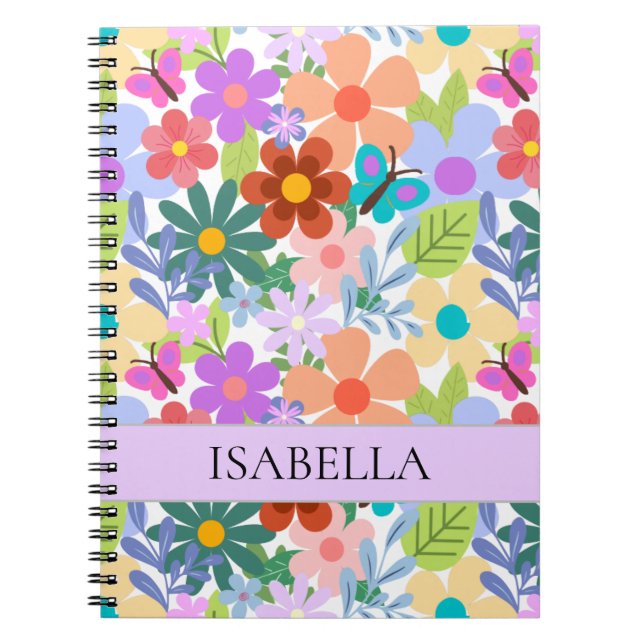 Personlig Modern Colorful Blommönster Anteckningsbok (Framsidan)