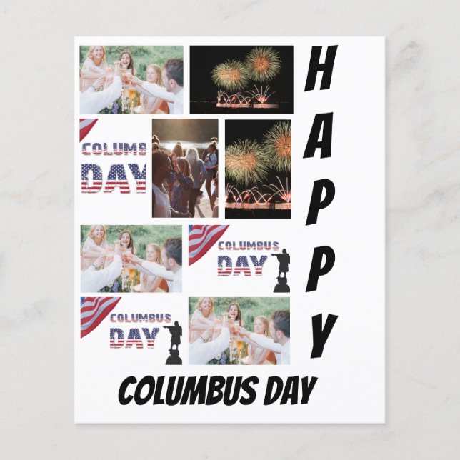 Personlig Modern Columbus Day 9 Photo Collage Flygblad (Framsidan)