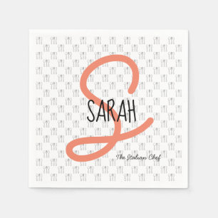 Personlig Modern Coral Elegant Monogram Pappersservett