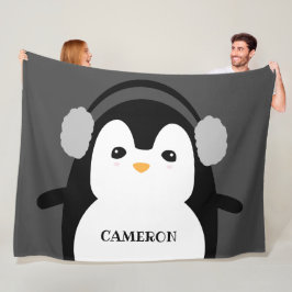 Personlig Modern Cute Black White Penguin Fleecefilt