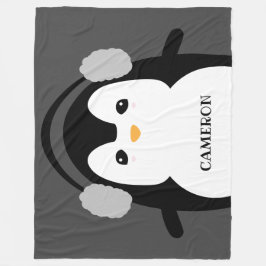 Personlig Modern Cute Black White Penguin Fleecefilt