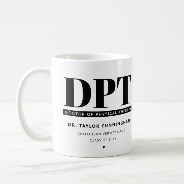 Personlig Modern DPT Doktor of Physical Therapy Kaffemugg (Vänster)