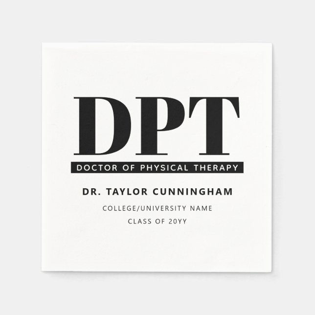 Personlig Modern DPT Doktor of Physical Therapy Pappersservett (Framsidan)