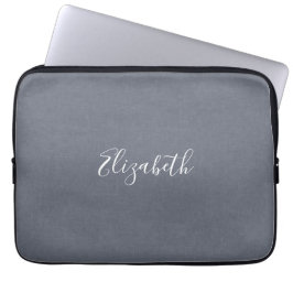Personlig Modern Elegant Blågrå Linne Laptop Fodral