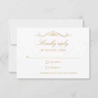 Personlig Modern Elegant Guld & Vit Bröllopsfest OSA Kort