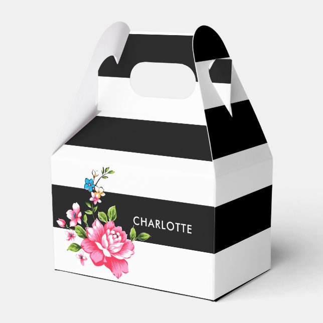 Personlig Modern Elegant, svart och vitt rand Presentaskar (Framsidan Sidan)