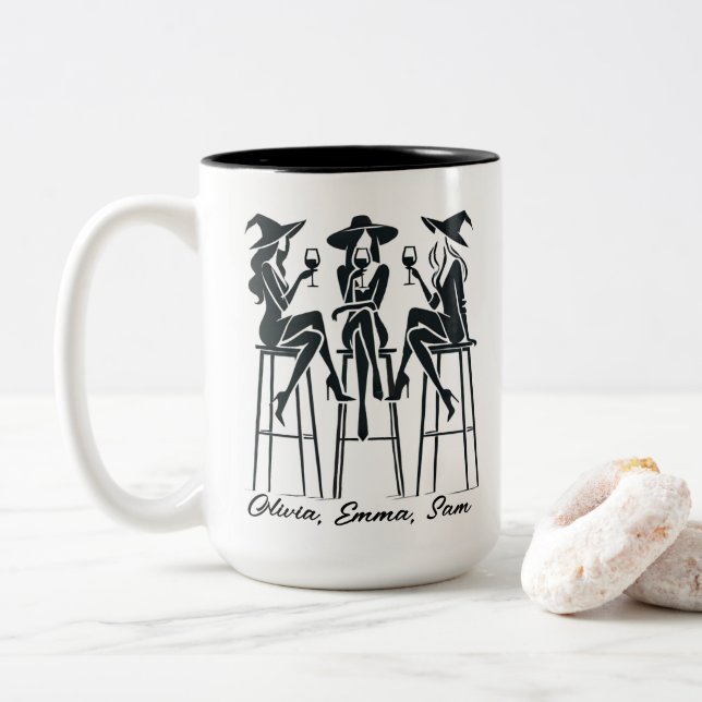 Personlig Modern, Elegant Witches Vin Natt Två-Tonad Mugg (Med munk)