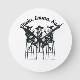 Personlig, modern, Elegant Witches Vin Natten Rund Klocka